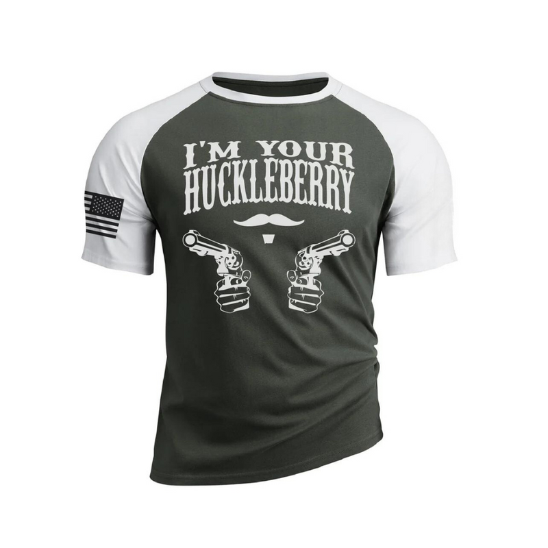 I'M YOUR HUCKLEBERRY 100% COTTON RAGLAN GRAPHIC TEE