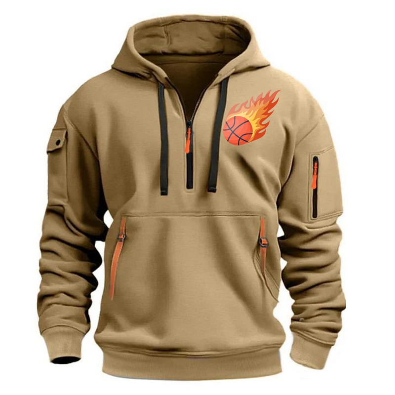 BASKETBALL ARM POCKET ZIPPER HOODIE