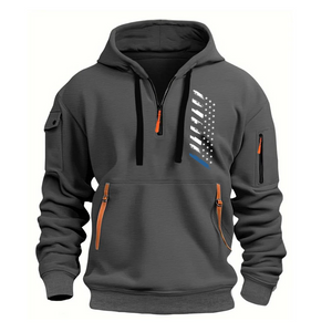 Kapuzenpullover mit amerikanischer Flagge und Armtasche