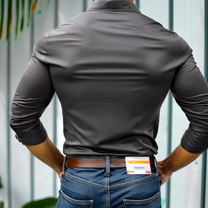 Men's Solid Color Lapel Long Sleeve Casual Shirt