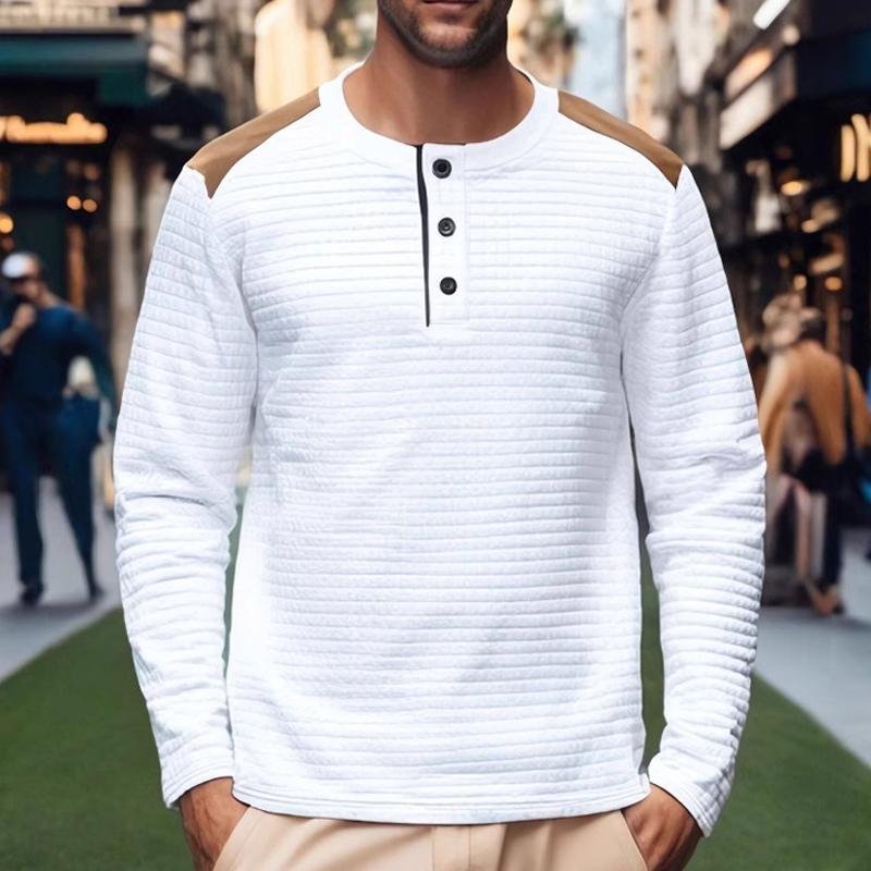 Herren Colorblock Small Checkered Sports Casual Langarm-T-Shirt