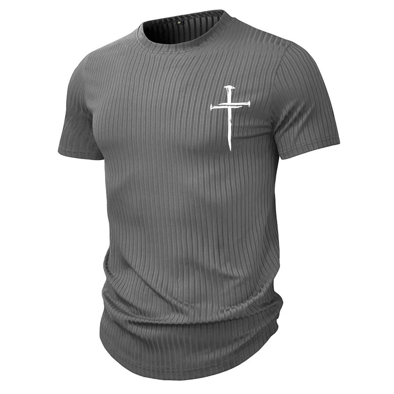 CROSS PRINT MEN SPORT V-NECK TEE