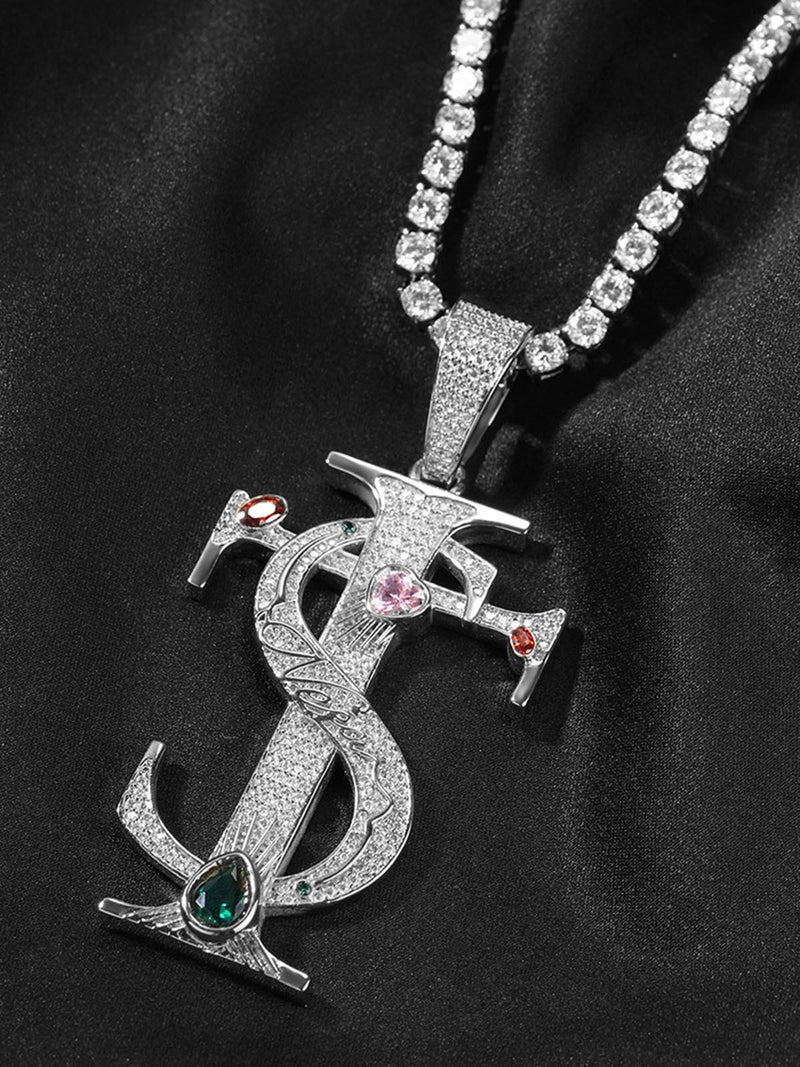 Halskette mit Zirkon-Kreuz-Anhänger 