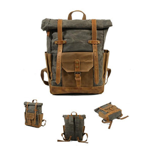 Wasserdichter Vintage-Rucksack aus kontrastierendem Canvas mit mehreren Taschen für Herren