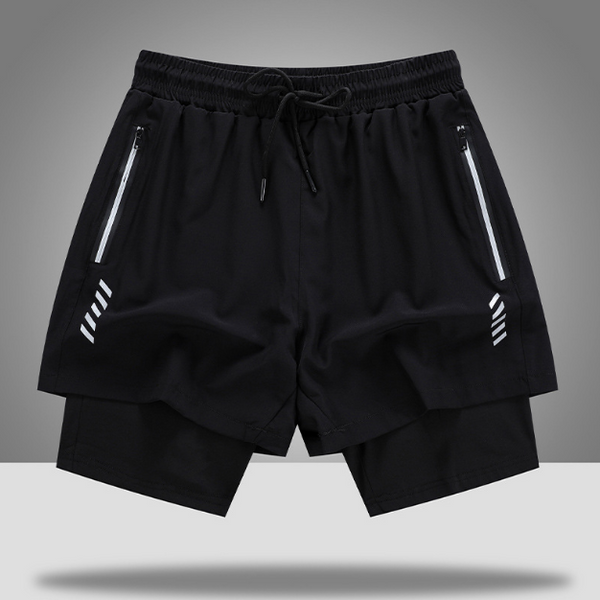 Men's sports shorts summer outdoor running fitness American basketball three-point pants lined with anti-light double-layer quick-drying pants