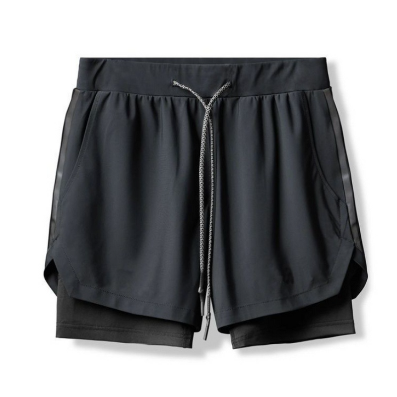 Men's summer double-layer anti-light sports and swimming shorts