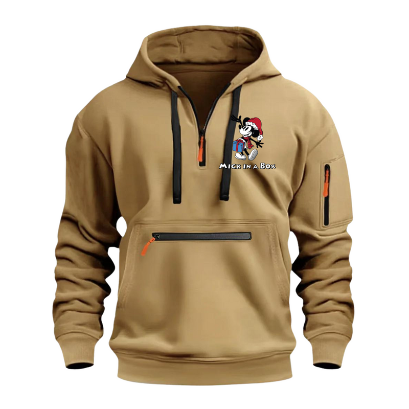 MICK IN THE BOX CASUAL SPORTS MULTI ZIPPER ARM POCKET MEN'S SWEATSHIRT HOODIE