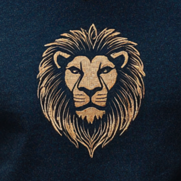 Lässiges Herren-T-Shirt aus Baumwolle mit Löwenstickerei, Rundhalsausschnitt, schmale Passform, kurzärmelig