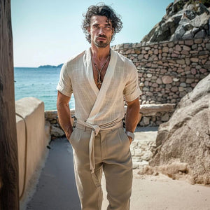 Herren Retro-T-Shirt mit Rundhalsausschnitt, einfarbigem Schnitt und kurzen Ärmeln