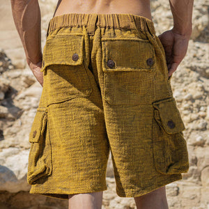 Men's Spring Classic Casual Linen Multi-Pocket Shorts