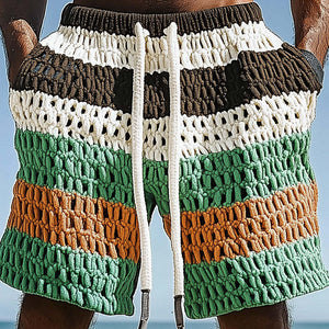 Men's Spring Resort Contrast Woven Casual Sports Shorts