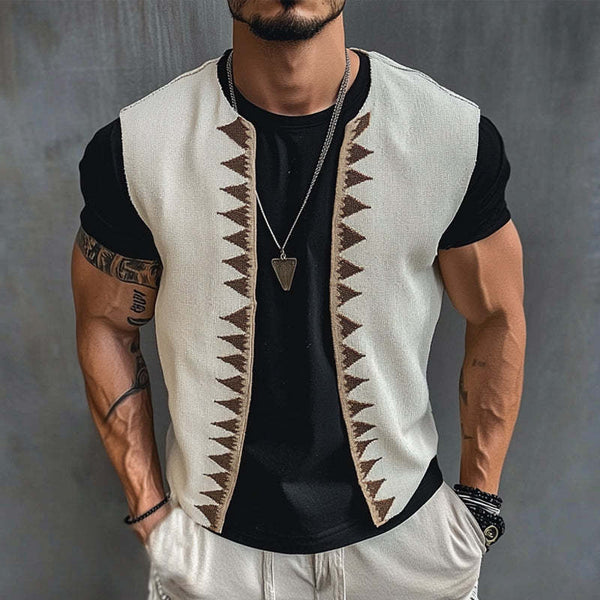 Herren-Weste mit V-Ausschnitt und Stickerei im Vintage-Stil