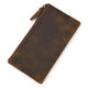 Herren Vintage Crazy Horse Leder Große Kapazität Reißverschluss Lange Brieftasche 