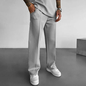 Einfarbige, gerade Freizeithose für Herren mit elastischer Taille