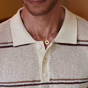 Men's Casual Lapel Striped Jacquard Loose Knitted Short Sleeve Sweater T-Shirt