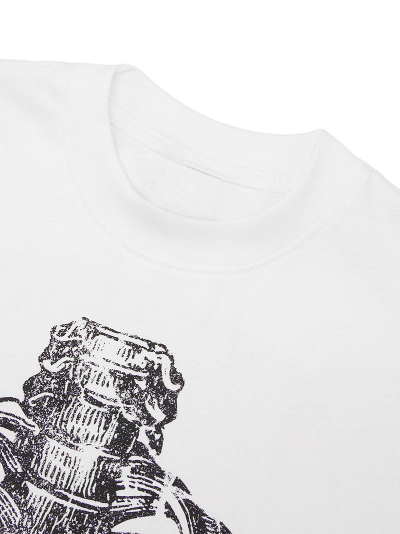 Pencil Detail Skull Street Rap T-shirt