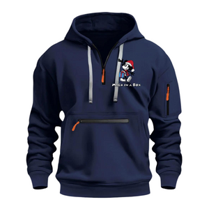 MICK IN THE BOX CASUAL SPORTS MULTI ZIPPER ARM POCKET MEN'S SWEATSHIRT HOODIE