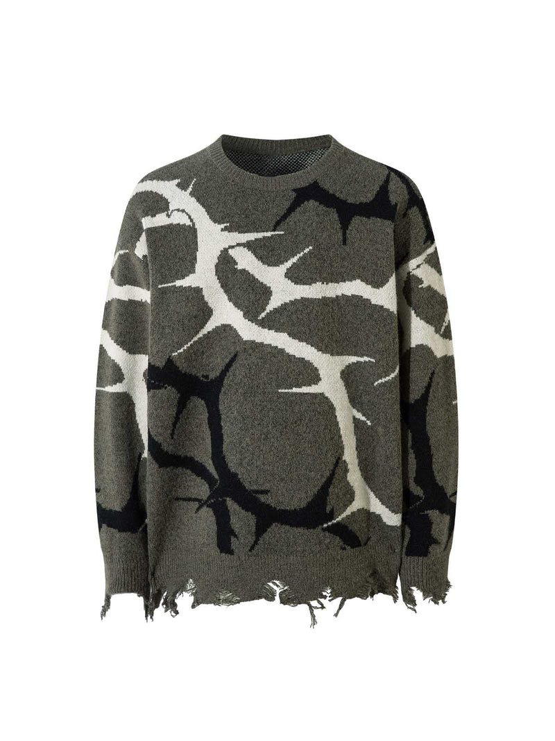 Pullover mit Dornen-Destroyed-Muster