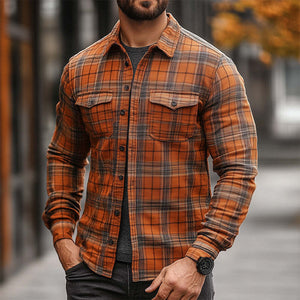 Herren-Langarmhemd im Retro-Karomuster für den frühen Frühling