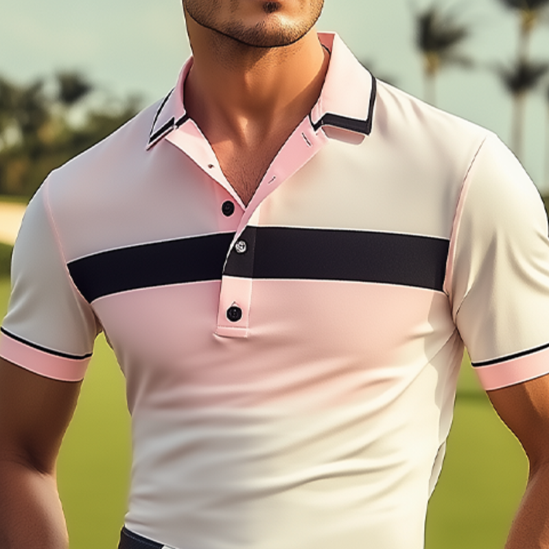 Klassisches, lässiges Golf-Poloshirt mit Farbverlauf und Kontrastdruck für Herren