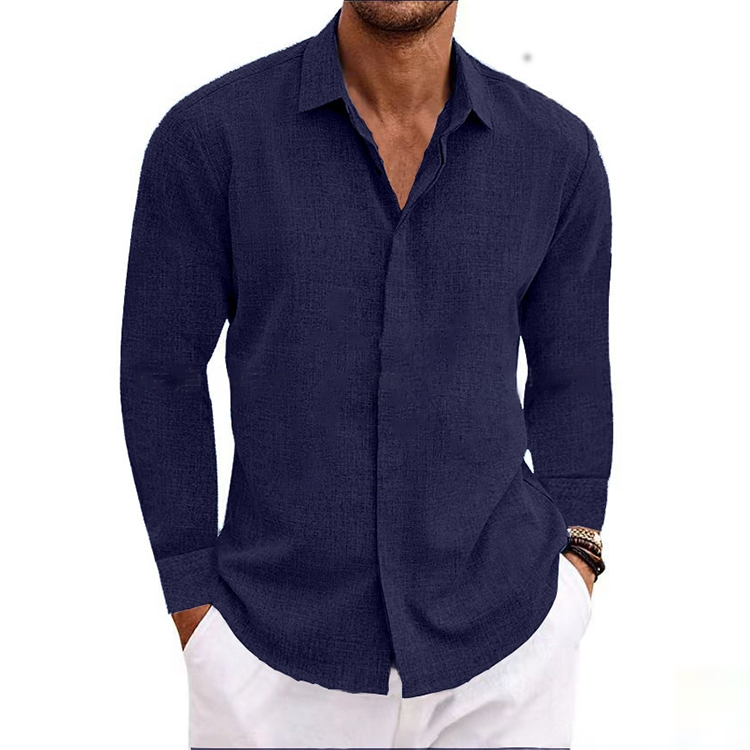 Men's Cotton Linen Lapel Casual Shirt