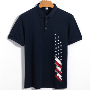 Schnelltrocknendes Poloshirt für Herren mit USA-Flaggen-Print für den Außenbereich, Sonnenschutz (LSF 40+)