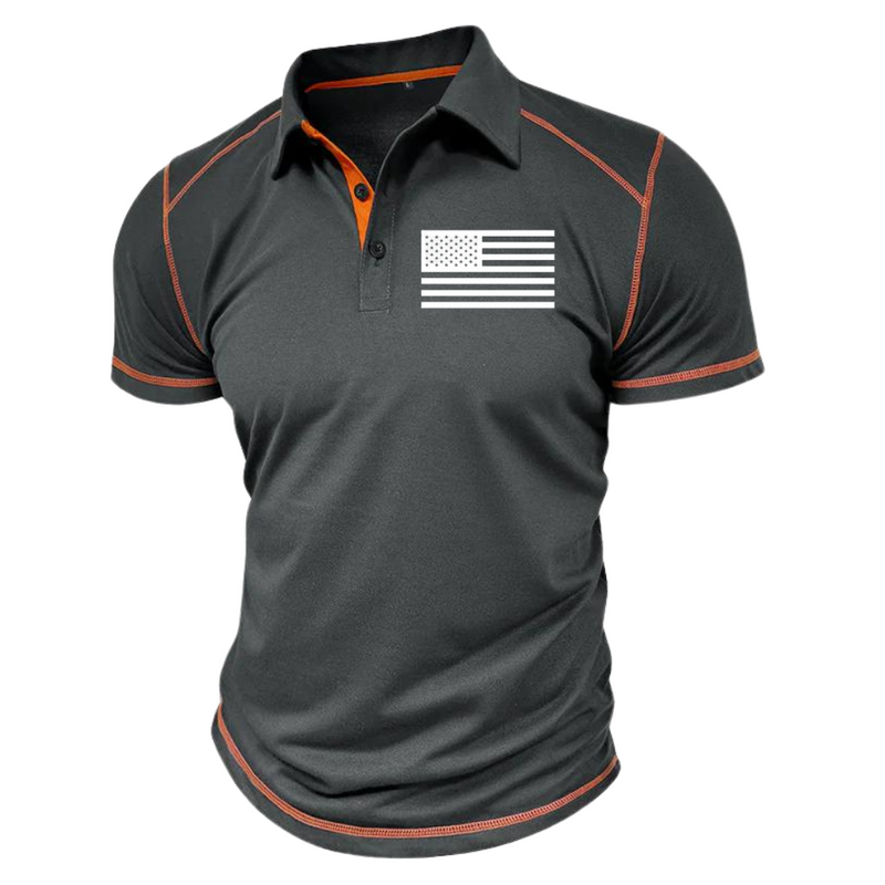 USA FLAG  POLO SHIRT WITH FLIP COLLAR