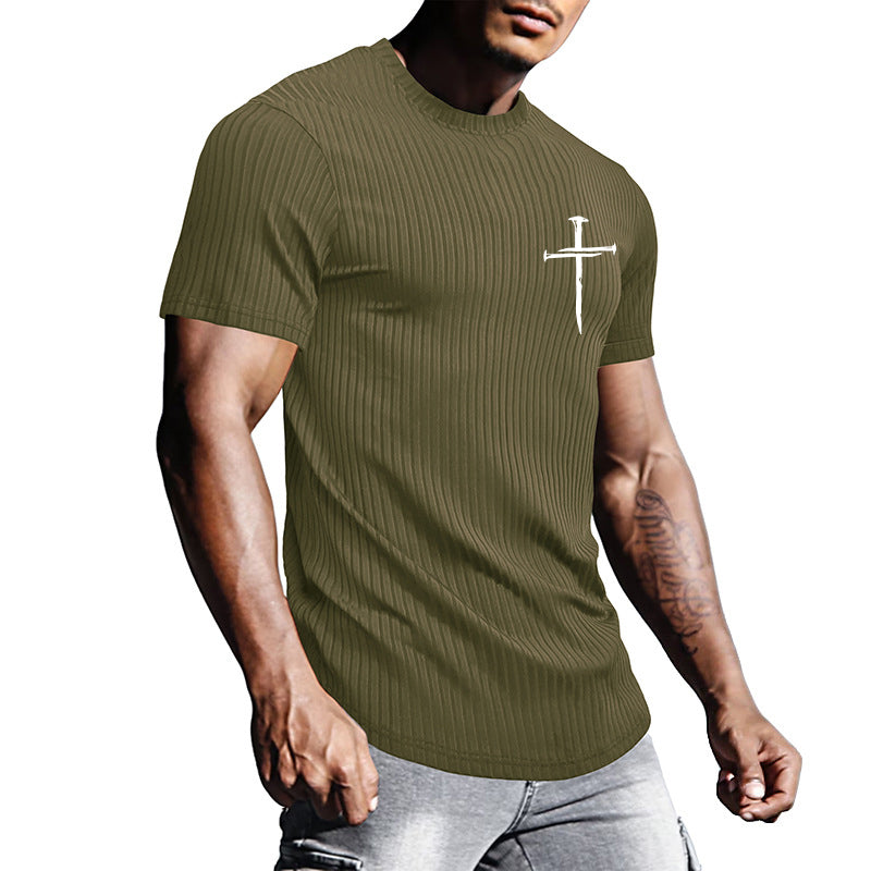 CROSS PRINT MEN SPORT V-NECK TEE