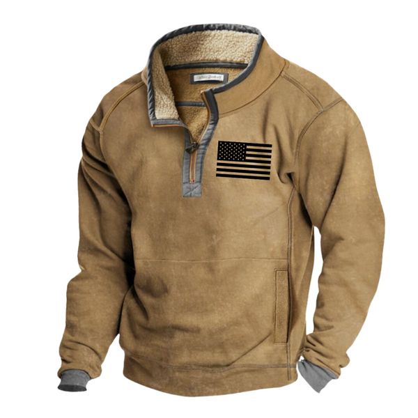 USA FLAG Casual stand collar,fleece sweatshirt