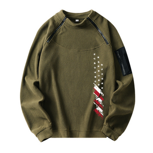 Taktischer Kapuzenpullover mit USA-Flagge und Stehkragen für Herren