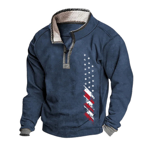 USA FLAG Lässiges Sweatshirt, Stehkragen, Reißverschluss, Fleece-Sweatshirt