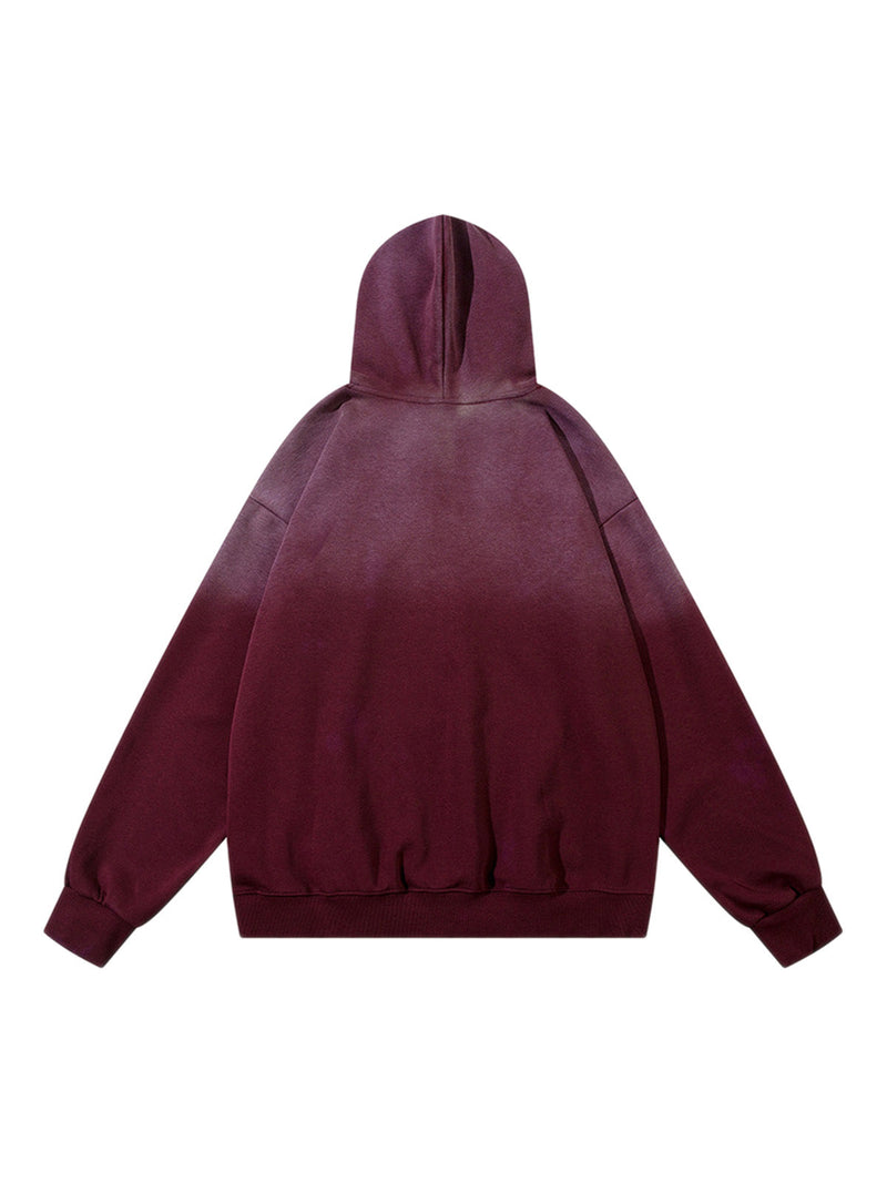 Patch Lettering Embroidered Gradient Color Hoodie