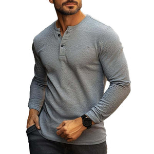 Blended Vintage Langarm-Henley-T-Shirt für Herren