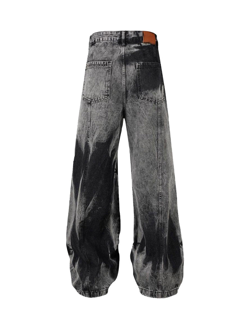 High Street Washed Distressed Work Jeans