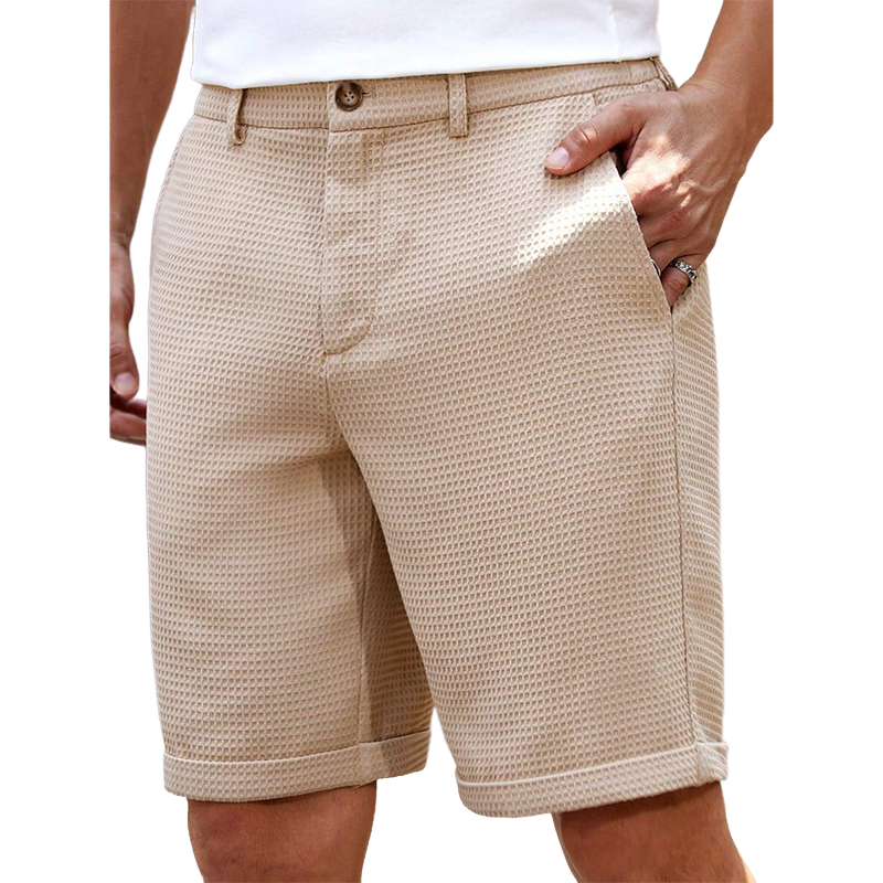 Herren Solid Waffle Plain Casual Shorts