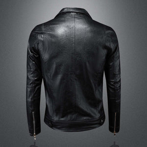 Men's Vintage Biker Lapel Leather Jacket