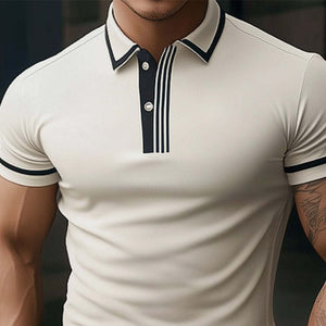 Men's Summer Comfortable Light Khaki Polo Neck Short Sleeve T-Shirt