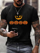 Men's Halloween Pumpkin Print Crew Neck Cotton T-Shirt