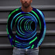 Men's Optical Illusion Graphic Prints T shirt Long Sleeve Shirt Crew Neck Outdoor Street 3D Print Blue Print Clothing Apparel Sports Designer Basic Casual