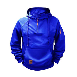 Men's Solid Zip-Up Hoodie Raglan Sleeve Sweatshirt