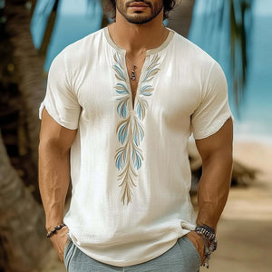 Bequemes Herren-T-Shirt mit V-Ausschnitt und frischem Aufdruck für den Sommer