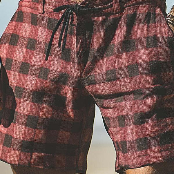 Men's Spring Fashion Plaid Linen Casual Sports Shorts MTA0394D9P
