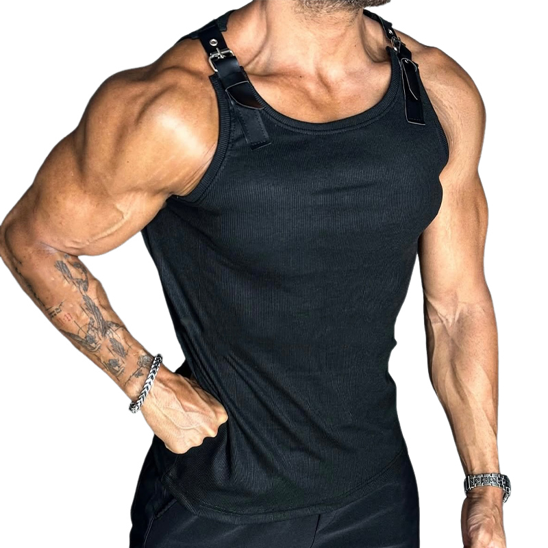Lässiges Tanktop aus Patchwork-Leder für Herren