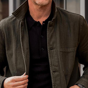 Men's Casual Vintage Washed Pocket Lapel Jacket