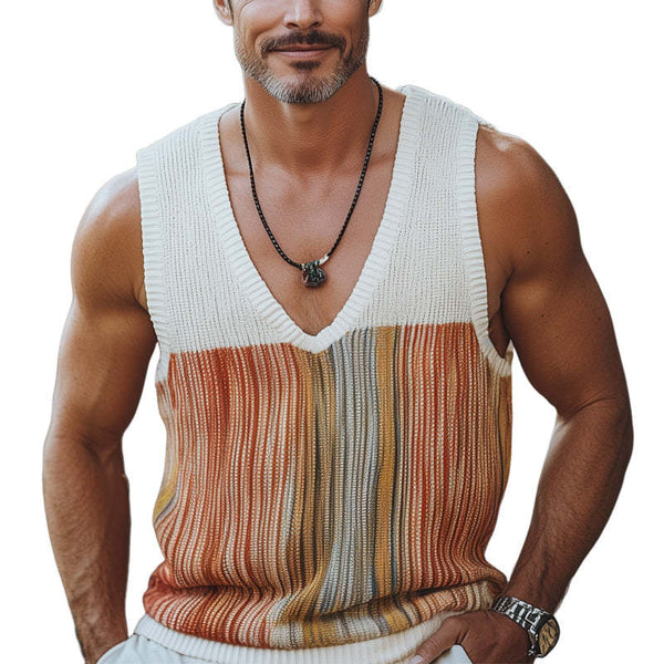 Lässiges, gestricktes Tanktop mit V-Ausschnitt für Herren im Sommer