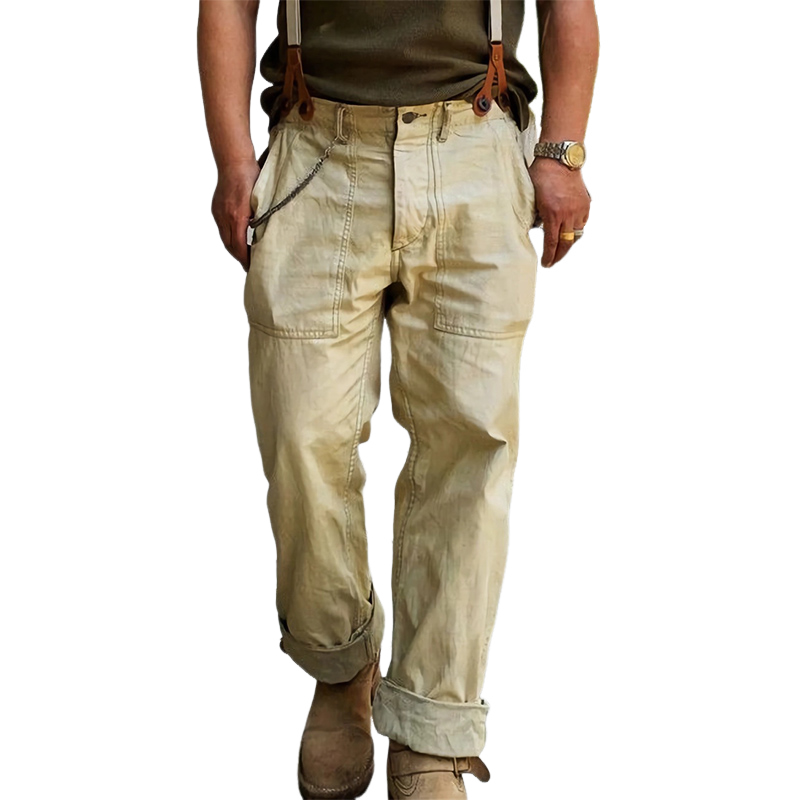 Khakifarbene Vintage-Cargohose für Herren