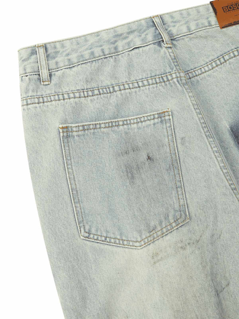 Retro Washed Reverse Design Hip-Hop Jeans