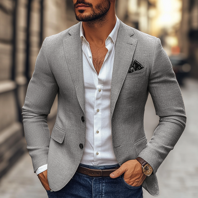 Modischer Herrenblazer mit Revers und zwei Knöpfen