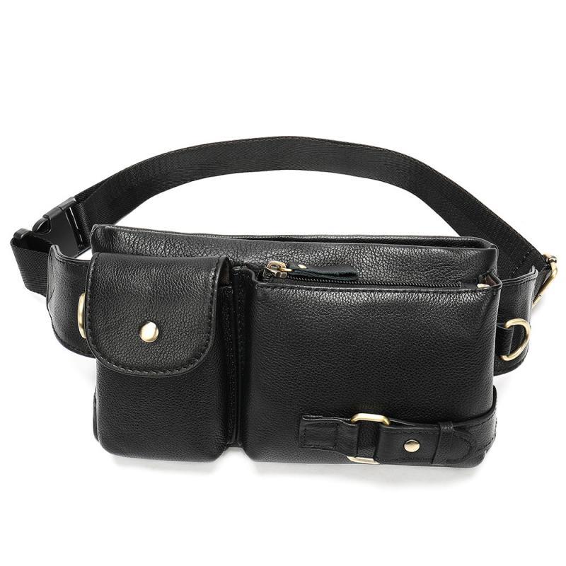Men's Classic Genuine Leather Waist And Messenger Bag