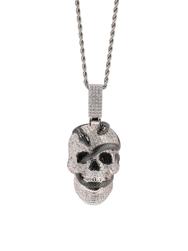 Skull Snake Zircon Copper Necklace